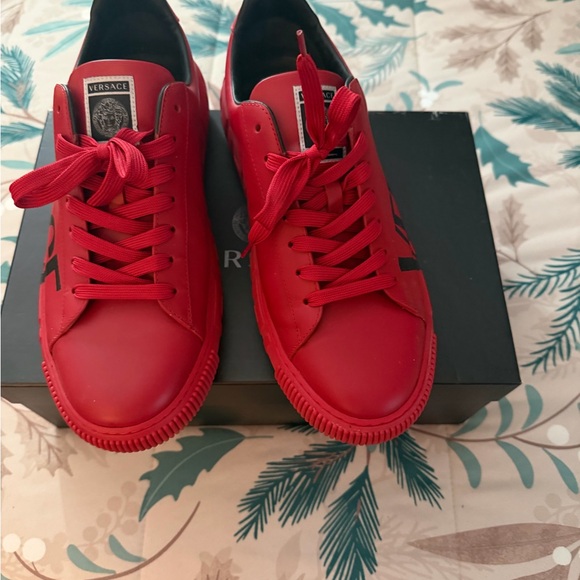 Versace Bold Red Lace-Up Sneakers